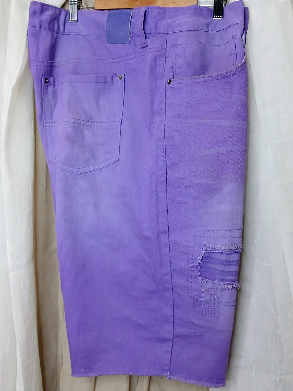 Born Fly Men's Purple Distressed Denim Shorts